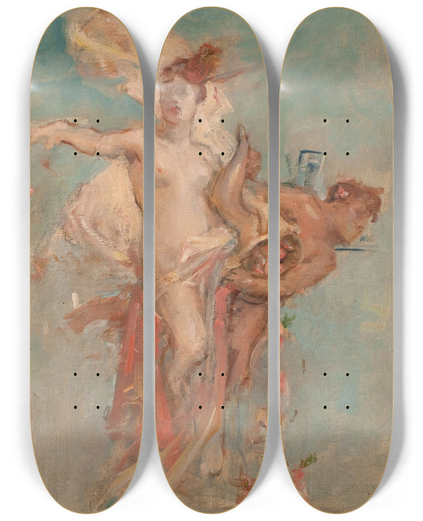 Triptych art skateboard deck of Lon Franois Comerre Labondance by Leon Francois Comerre (1850-1916)