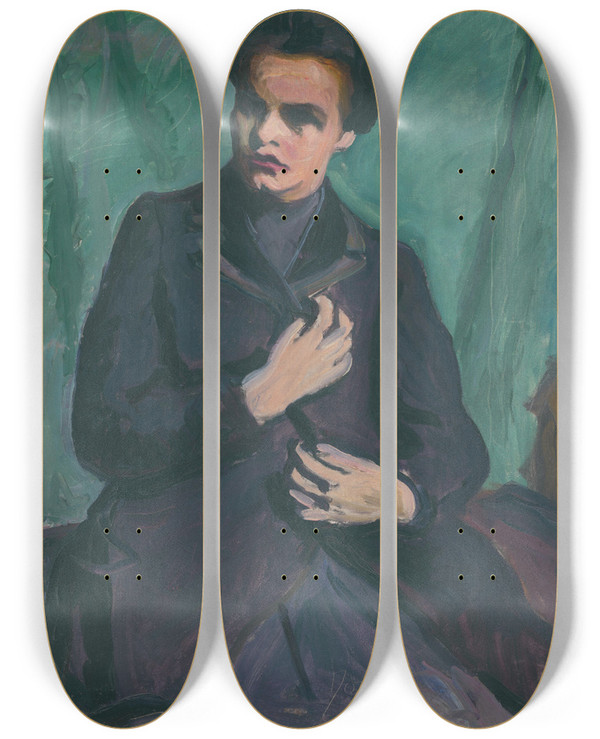 Triptych art skateboard deck of Peter Dobrovi Tdia K Portrtu by Peter Dobrovic