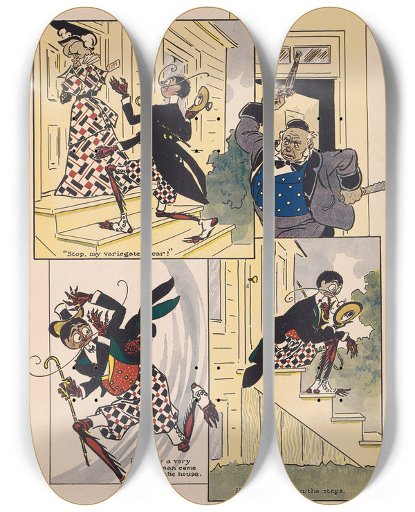 Triptych art skateboard deck of Ike Morgan The Wogglebug Book Pl05 by Ike Morgan (1871-1913)