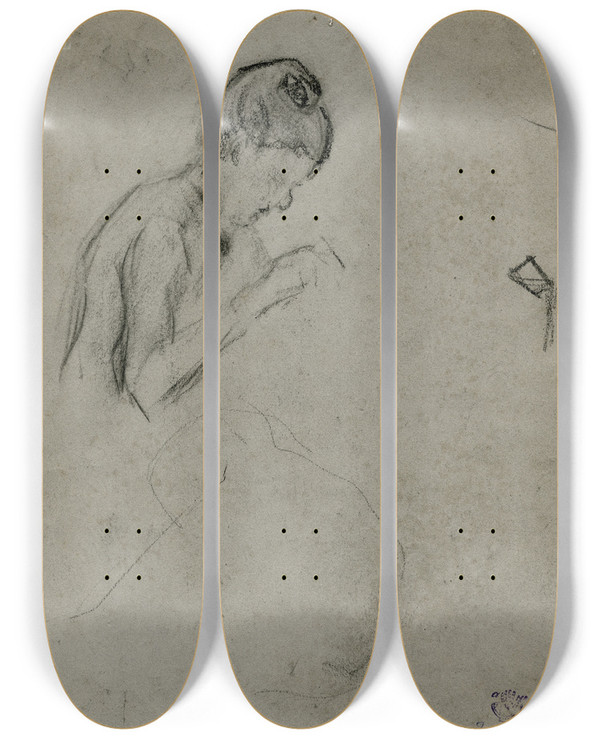 Triptych art skateboard deck of Frans Smissaert Figuurstudies by Frans Smissaert (1862-1944)