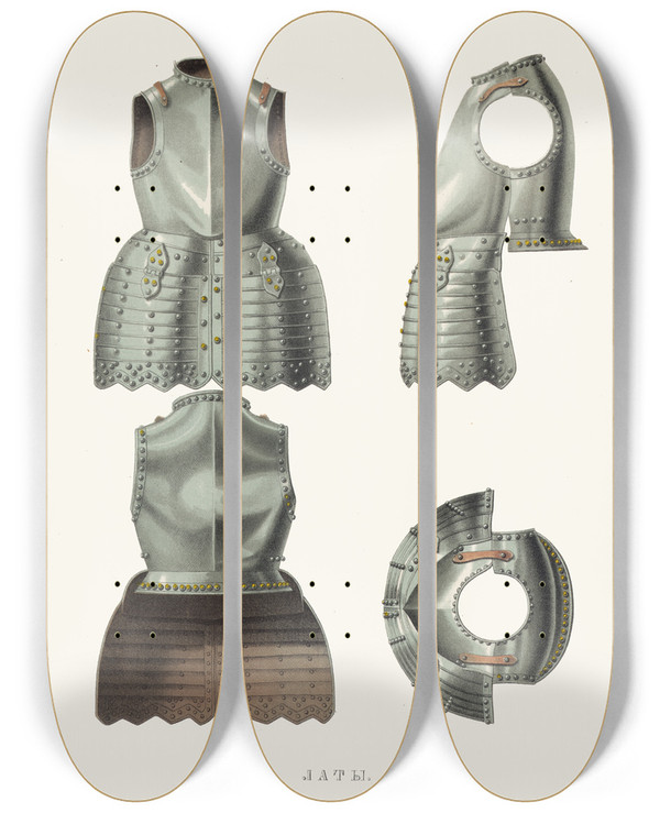 Triptych art skateboard deck of Fedor Grigoryevich Solntsev Laty by Fedor Grigoryevich Solntsev (1801-1892)