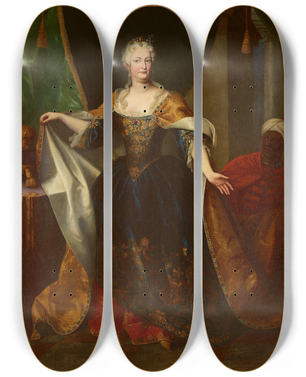 Triptych art skateboard deck of Johann Gottfried Auerbach Elisabeth Christine Von Braunschweigwolfenbttel by Johann Gottfried Auerbach (1697-1753)