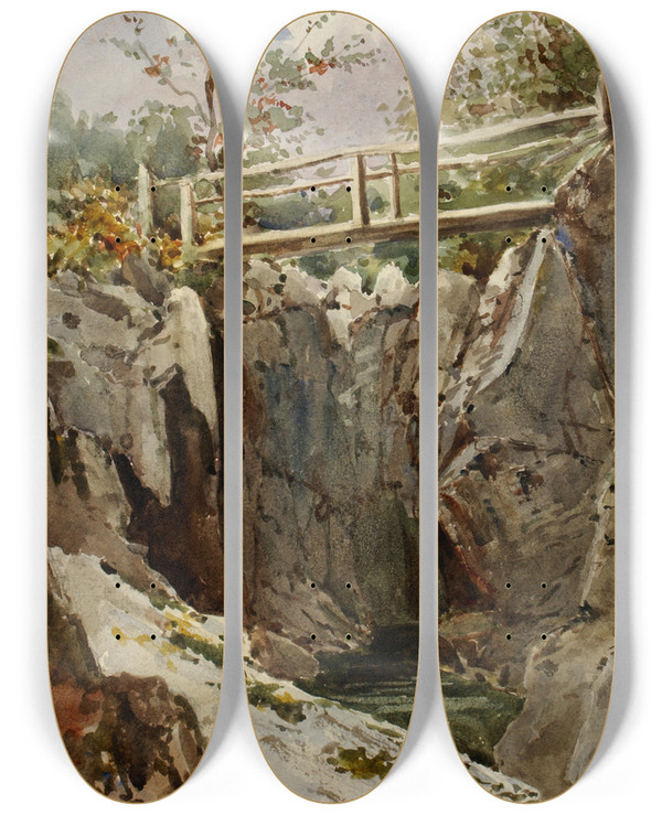Triptych art skateboard deck of Peter Toft Curmillon Midwales by Peter Toft (1825-1901)