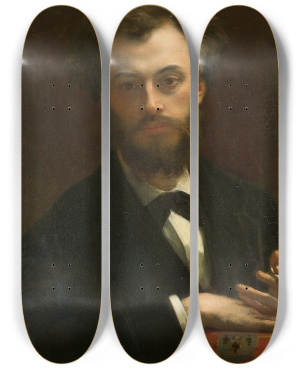 Triptych art skateboard deck of Alexandre Cabanel Portrait De Pierre Cabanel by Alexandre Cabanel (1823-1889)