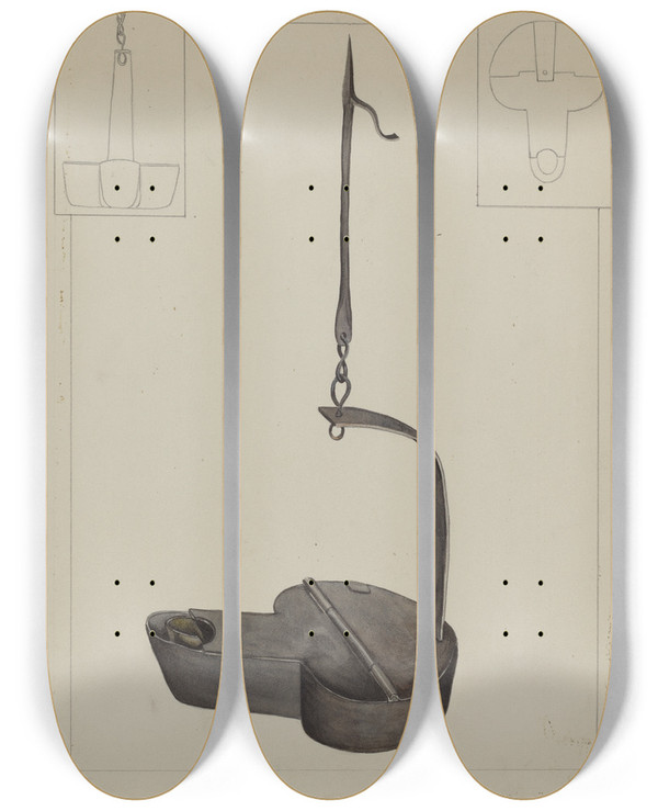Triptych art skateboard deck of Gilbert Boese Betty Lamp_1 by Gilbert Boese