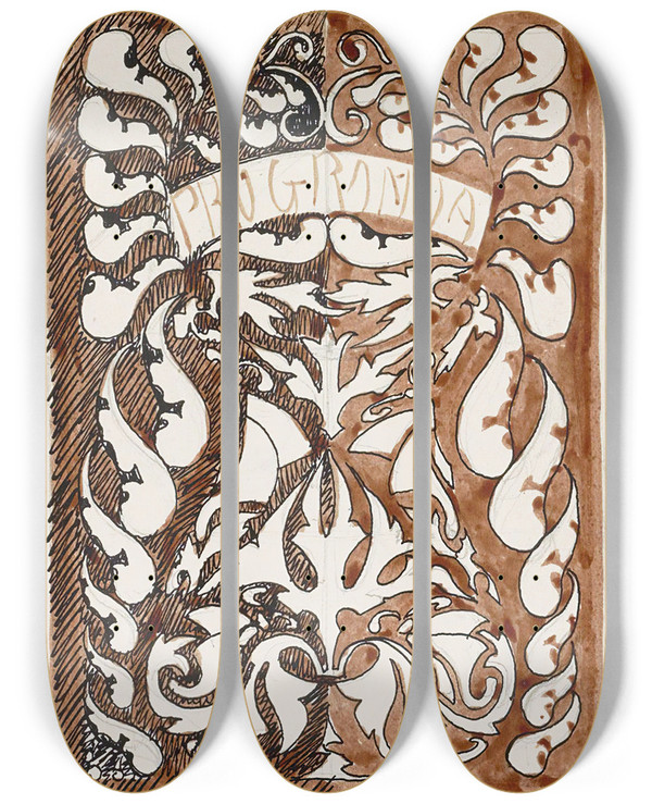 Triptych art skateboard deck of Reijer Stolk Ontwerp Voor Een Omslag Van Een Programmaboek by Reijer Stolk (1896-1945)