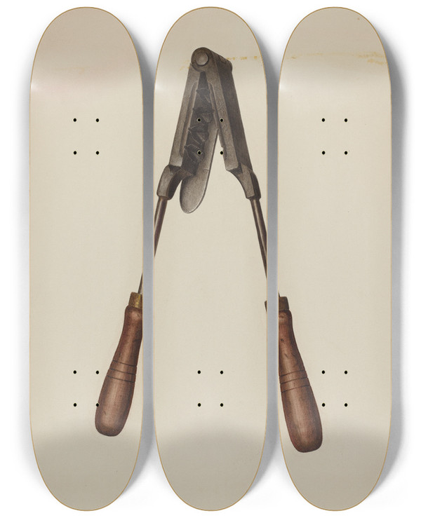 Triptych art skateboard deck of Fred Hassebrock Bullet Mold by Fred Hassebrock