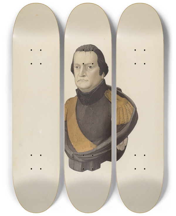Triptych art skateboard deck of Joseph Goldberg Figurehead_3 by Joseph Goldberg