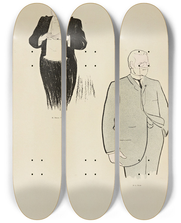 Triptych art skateboard deck of Leonetto Cappiello 70 Dessins De Cappiello Pl02 by Leonetto Cappiello (1875-1942)