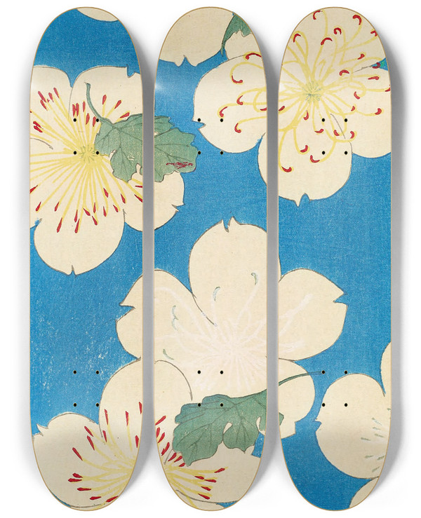 Triptych art skateboard deck of Korin Furuya Editor Bijutsukai Pl166 by Korin Furuya (Editor) (1875-1910)