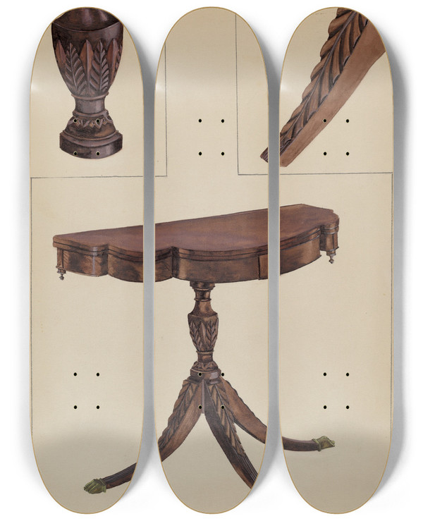 Triptych art skateboard deck of Bessie Forman Card Table_3 by Bessie Forman