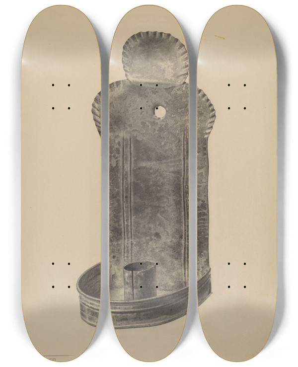 Triptych art skateboard deck of Amelia Tuccio Candle Sconce_2 by Amelia Tuccio (20-)