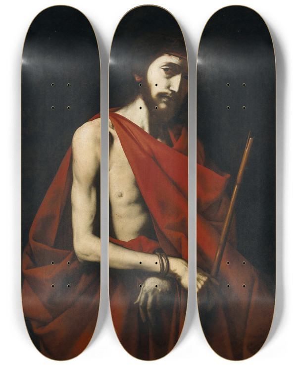Triptych art skateboard deck of Jusepe De Ribera Ecce Homo_1 by Jusepe de Ribera (1591-1652)