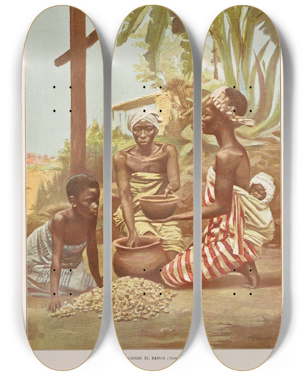 Triptych art skateboard deck of Miguel Segui Publisher Album Salon Pl51 by Miguel Segui (Publisher) (19-)