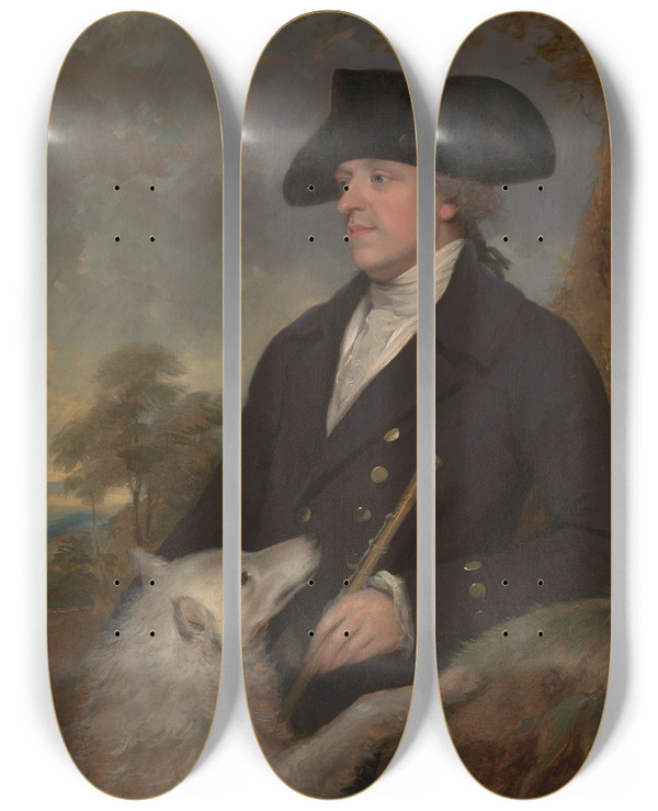 Triptych art skateboard deck of Francis Wheatley Captain Stevens by Francis Wheatley (1747-1801)