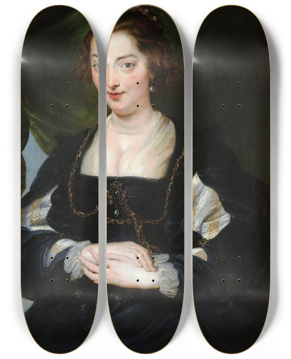 Triptych art skateboard deck of Peter Paul Rubens Portrait Of A Young Woman_3 by Peter Paul Rubens (1577-1640)