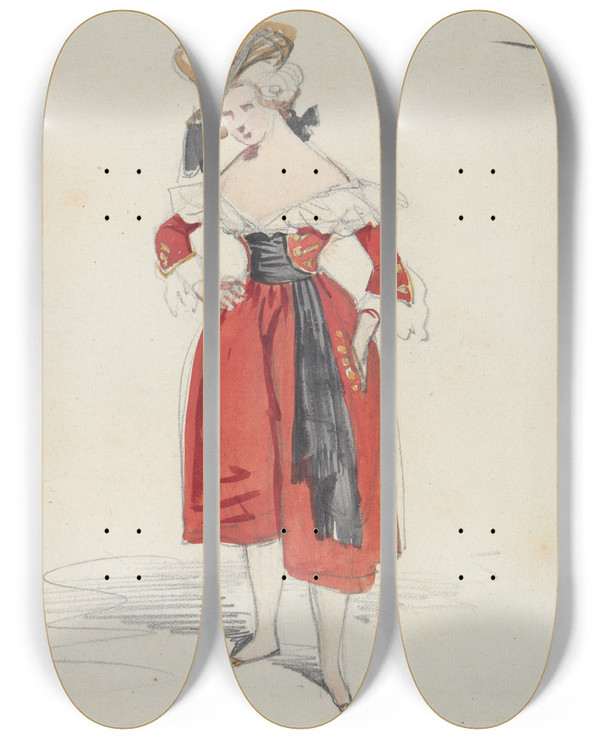 Triptych art skateboard deck of Paul Gavarni Corsaire by Paul Gavarni (1804-1866)