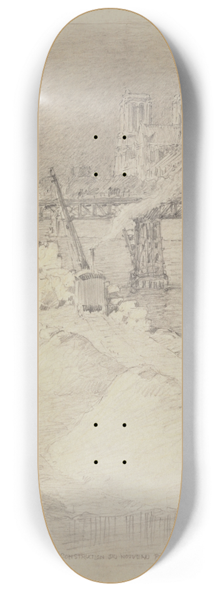 Ferdinand Boberg - La construction du Pont de la Tournelle 8.25 inch art skate deck