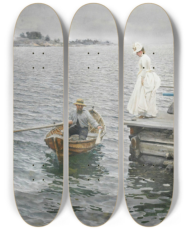 Triptych art skateboard deck of Anders Zorn Sommarnje by Anders Zorn (1860-1920)