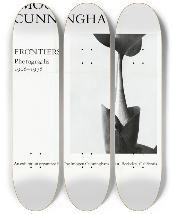 Triptych art skateboard deck of Us Information Agency Imogen Cunningham Frontiers Photographs 19061976 by U S Information Agency (1953-1999)
