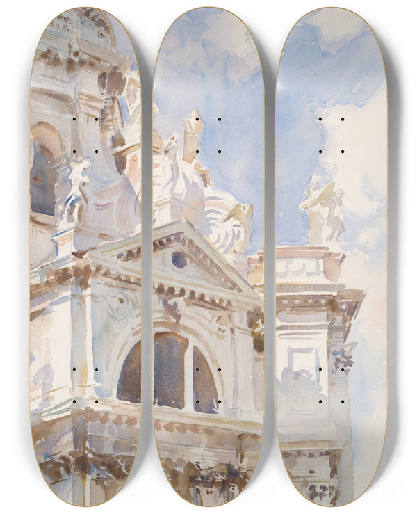 Triptych art skateboard deck of John Singer Sargent The Salutevenice by John Singer Sargent (1856-1925)