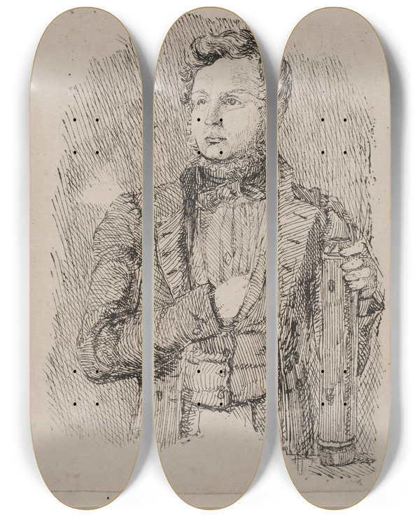 Triptych art skateboard deck of Lorenz Frlich Kommandr F Frlich by Lorenz Frolich (1820-1908)