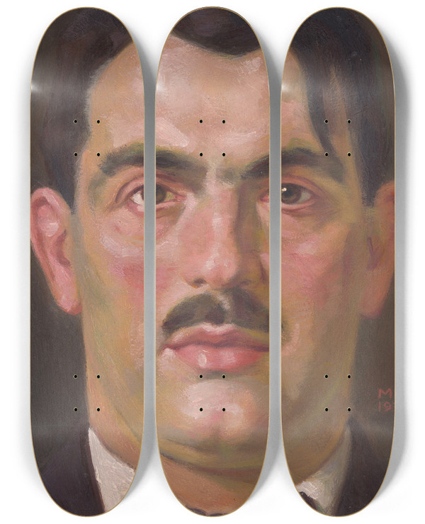 Triptych art skateboard deck of Milan Thomka Mitrovsk Portrait Of E B Luk by Milan Thomka Mitrovsky (1875-1943)
