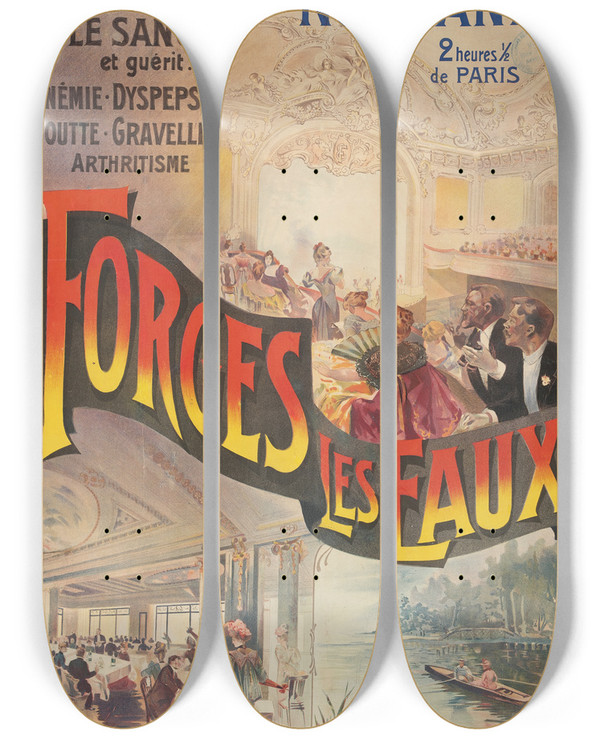 Triptych art skateboard deck of Henripatrice Dillon Normandie Forgesleseaux by Henri Patrice Dillon (1850-1909)