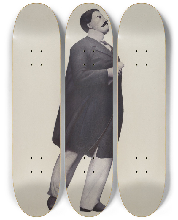 Triptych art skateboard deck of Joseph Goldberg Figurehead Samuel Skolfield by Joseph Goldberg