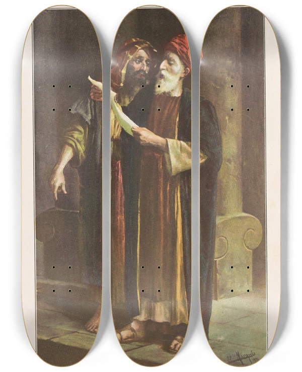 Triptych art skateboard deck of Miguel Segui Publisher Album Salon Pl22 by Miguel Segui (Publisher) (19-)