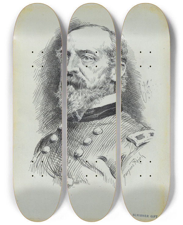 Triptych art skateboard deck of Jacques Reich George Gordon Meade by Jacques Reich (1852-1923)