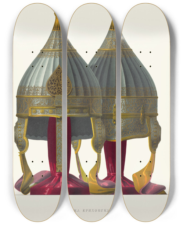 Triptych art skateboard deck of Fedor Grigoryevich Solntsev Shapka Erikhonskaia Izobrazhenie 1 by Fedor Grigoryevich Solntsev (1801-1892)