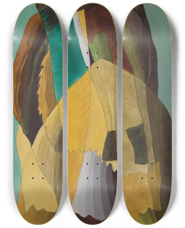 Triptych art skateboard deck of Arthur Dove Shore Road by Arthur Dove (1880-1946)