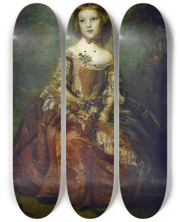 Triptych art skateboard deck of Sir Joshua Reynolds Lady Elizabeth Hamilton by Sir Joshua Reynolds (1723-1792)