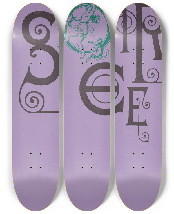 Triptych art skateboard deck of Ben Rosen Soire by Ben Rosen (20-)