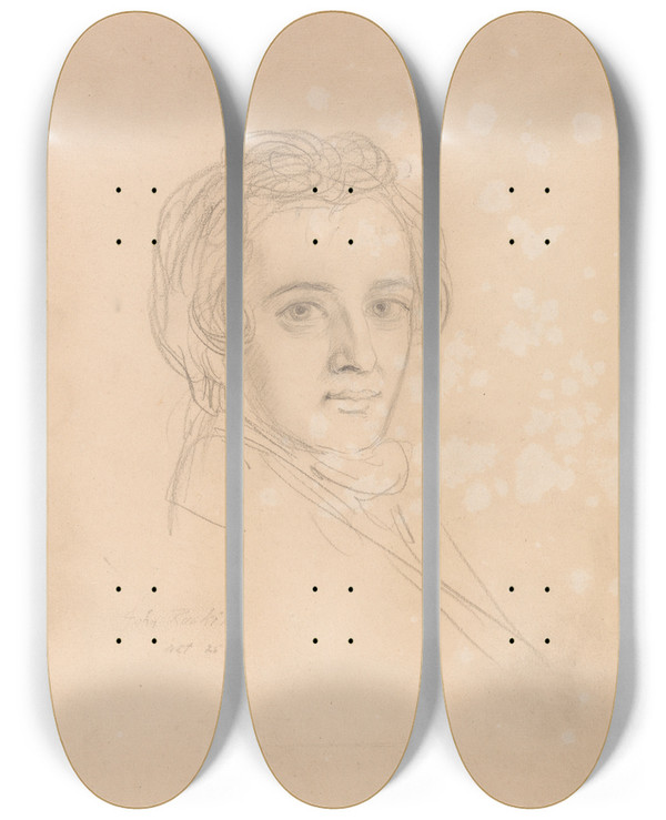 Triptych art skateboard deck of Edward Matthew Ward Portrait Of A Young Man by Edward Matthew Ward (1816-1879)