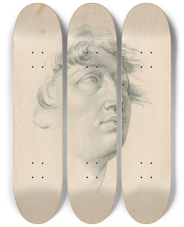 Triptych art skateboard deck of David Humbert De Superville Mietje Brinkman Vrouwenkop Driekwart Nr Rechts Gewend by David Humbert De Superville (1770-1849)