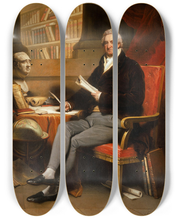 Triptych art skateboard deck of Martin Archer Shee William Roscoe by Martin Archer Shee (1769-1850)
