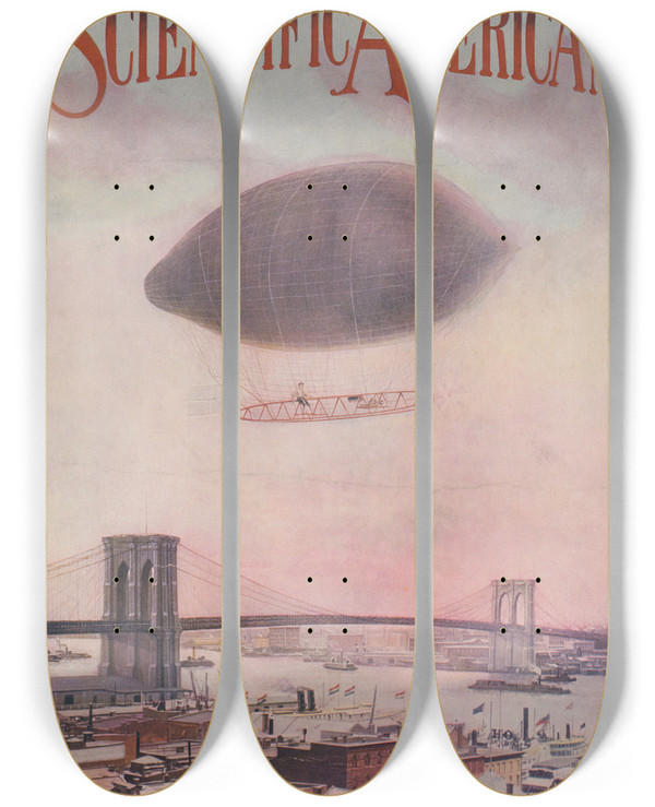 Triptych art skateboard deck of C Mcknightsmith Scientific American by C. McKnight-Smith (19-20-)