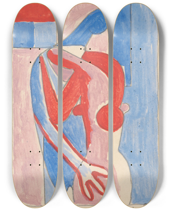 Triptych art skateboard deck of Mikul Galanda Hug_2 by Mikulas Galanda (1895-1938)