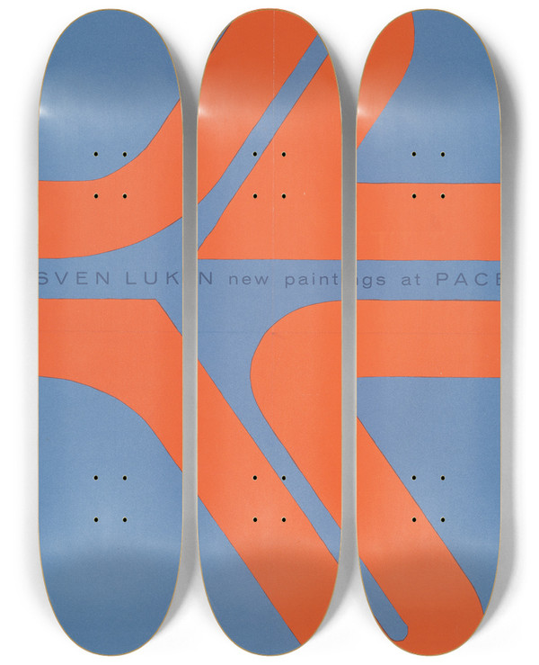Triptych art skateboard deck of Sven Lukin New Paintings At Pace by Sven Lukin (1934)