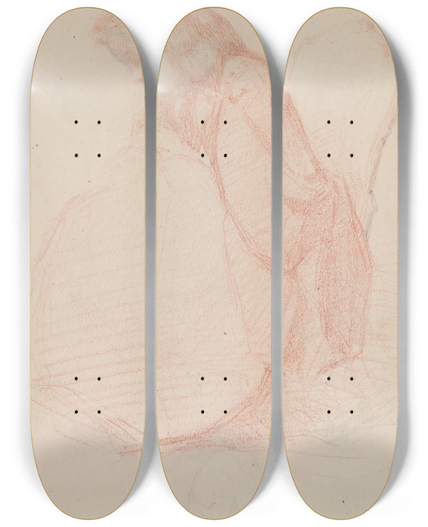 Triptych art skateboard deck of James Abbott Mcneill Whistler Dancing Clowns by James Abbott Mcneill Whistler (1834-1903)