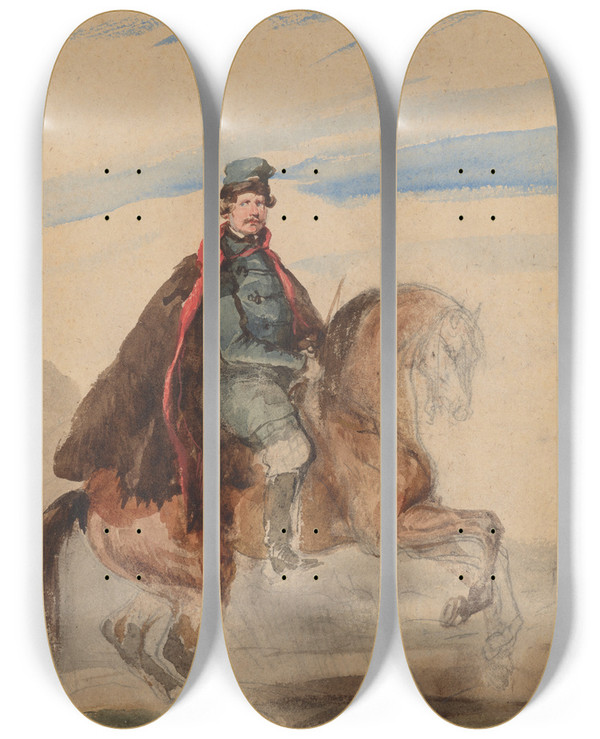 Triptych art skateboard deck of Piotr Michaowski Equestrian Portrait Of Leon Sapieha by Piotr Michalowski (1800-1855)