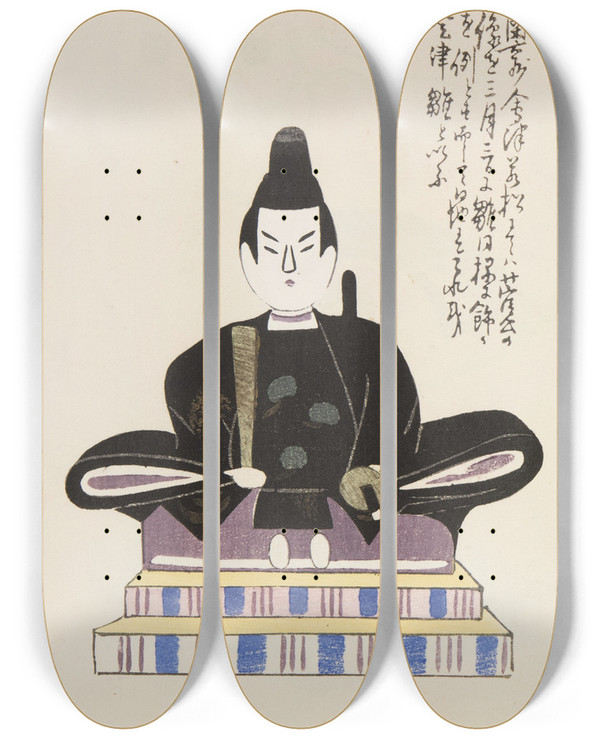Triptych art skateboard deck of Shimizu Seif Unai No Tomo Pl 122 by Shimizu Seifu (1851-1913)