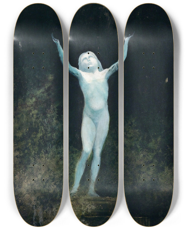 Triptych art skateboard deck of Karl Wilhelm Diefenbach Erscheinung by Karl Wilhelm Diefenbach (1851-1913)