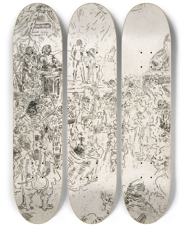 Triptych art skateboard deck of James Ensor Christ Mocked by James Ensor (1860-1949)