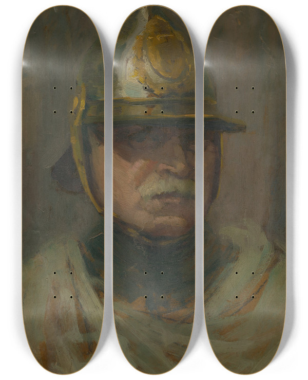 Triptych art skateboard deck of Udovt Ordk Self Portrait_2 by udovt ordk (1865-1937)