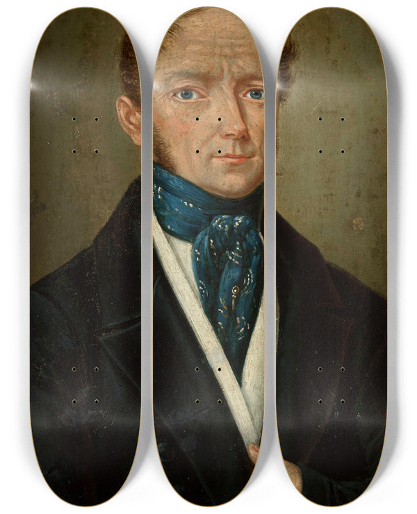 Triptych art skateboard deck of Jzafat Ignacy Ukaszewicz Selfportrait by Jozafat Ignacy Lukaszewicz (1789-1850)