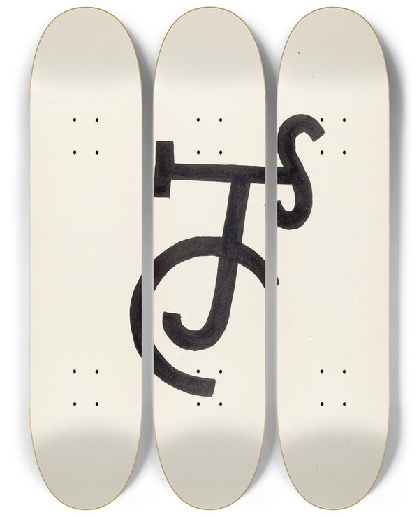 Triptych art skateboard deck of J Henry Marley Cattle Brand_35 by J Henry Marley