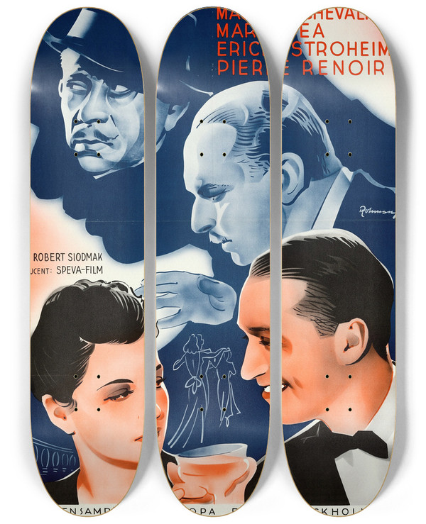 Triptych art skateboard deck of Eric Rohman Personal Column by Eric Rohman (1891-1949)